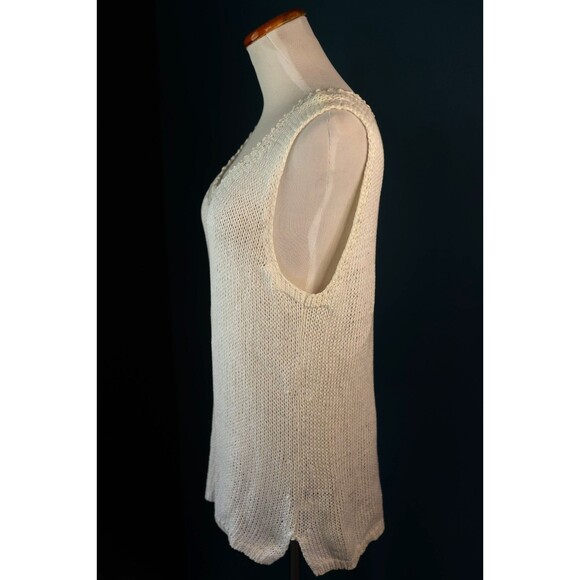 VIntage J Jill Tank Top Crochet Sweater Sheer Knit Cottagecore Beachy White L - Picture 4 of 9